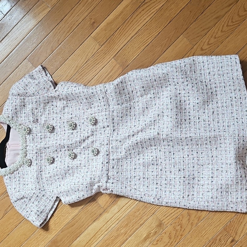 Chic Tweed Dress with Pearl Accents